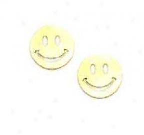 14k Golden Smiley Face Friction-back Earrings