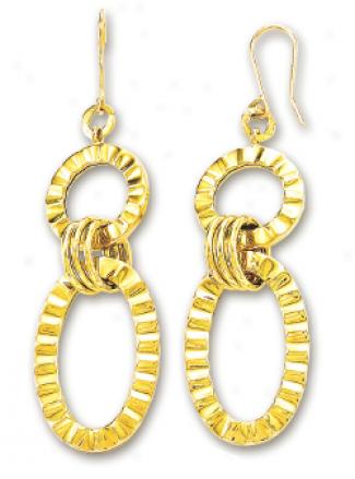 14k Yellow Spectacular Textured Links Earrings