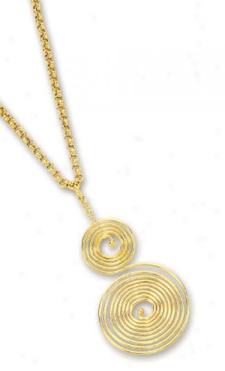14k Yellow Spiral Necklace - 17 Inch