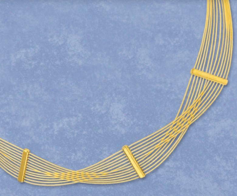 14k Yellow Stylish Crisscross Necklace - 17 Inch