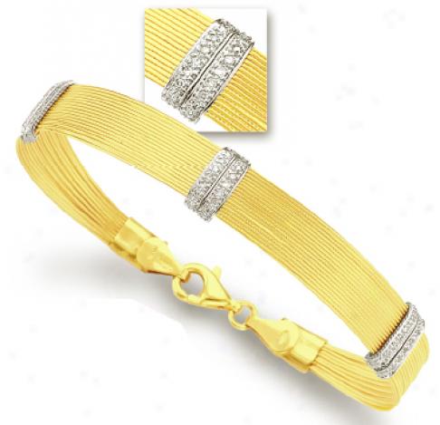 14k Yellow Stylish Diamond Bracelet - 7.25 Inch