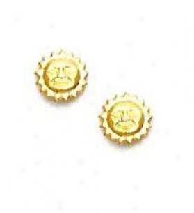 14k Yellow Sun Friction-back Earrkngs