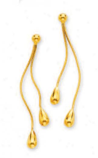 14k Yellow Tear Drop Snake Earrings