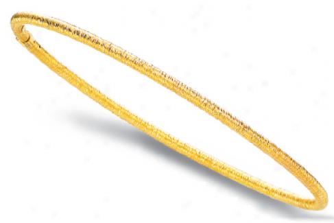 14k Yellow Textured Slip-on Banglr Bracelet - 8 Inch