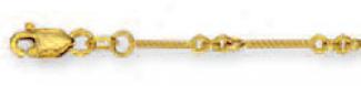 14k Yellow Twisted Bar Link Anklet - 10 Inch