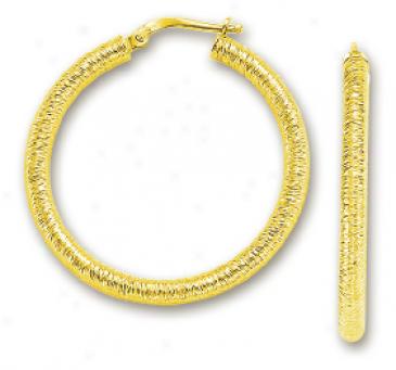 14k Yellow Velvet Design Earrings