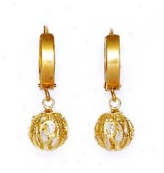 14k Yellow Wired Ball Hinged Eadrings