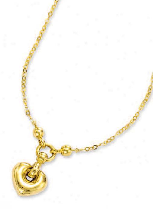 14k Yellowheart Shaped Necklace - 17 Inch