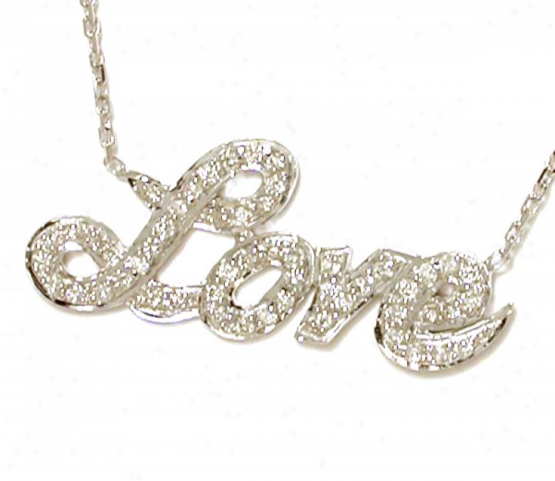 18k Pave-set Diamond Love Plate Necklace