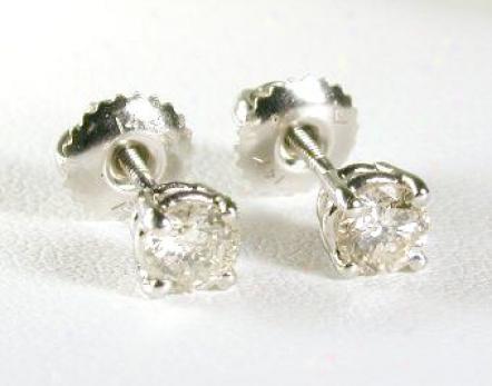 .50 Ctw Round Diamond Stud Earrings (1/2ctw -I 1/2 - J-k)