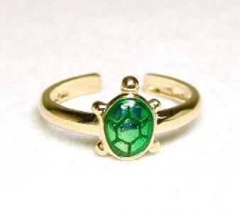 Adorable Enamel Green Turtle Toe Ring