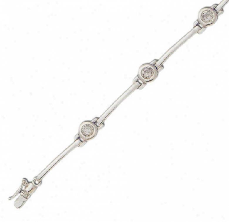 Bezel Set Limk Round 4 Mm Cz Silver Bracelet