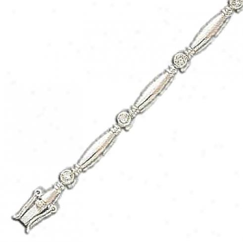 Bezel Set Station Round 3 Mm Cz Silver Bracelet