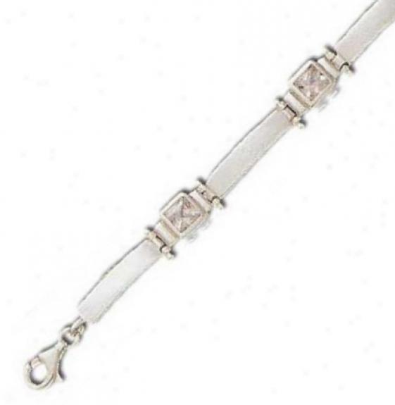 Bold Bezel Set Princess-cut 5 Mm Cz Silver Bracelet