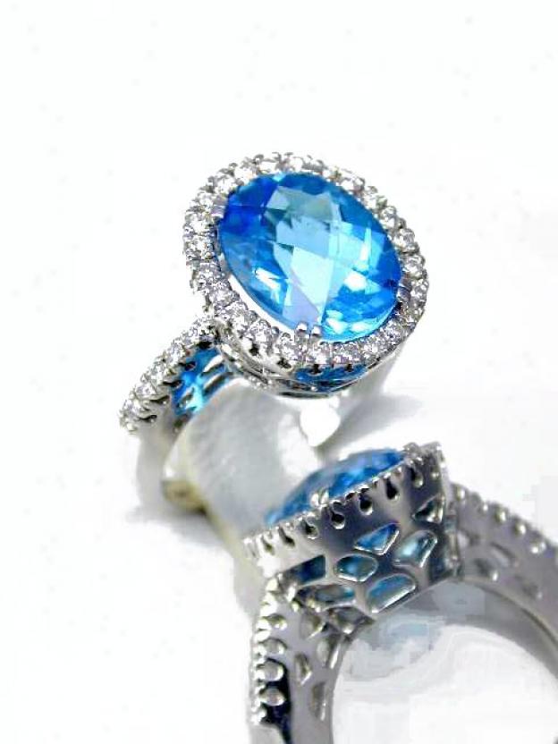 Impudent Elegant Blue Topaz & Diamond Ring