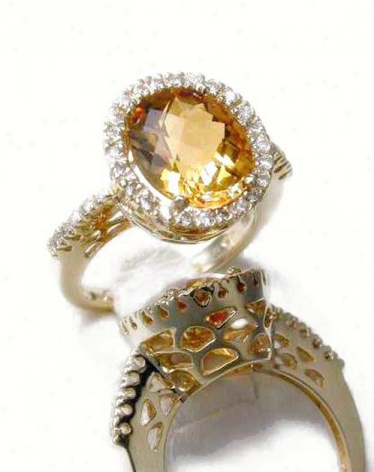 Bold Elegant Citrine & Diamond Ring