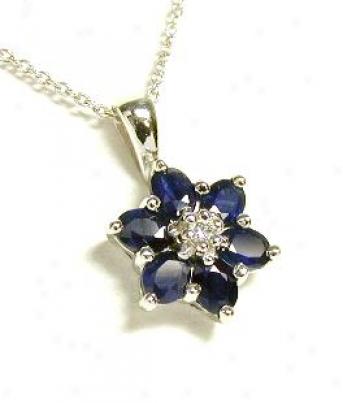 Bold Sapphire & Diamond Flower Pendant