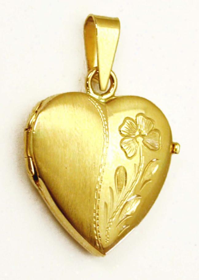 Bold Satin/polish Flower Initial Heart Locket Pendant
