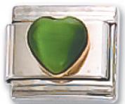 Cats-eye Green Heart Italian Charm Link