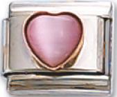 Cats-eye Pink Heart Italian Charm Link