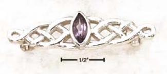 Celtic Weave Pin With Marquise Shaped Amethyst Stone