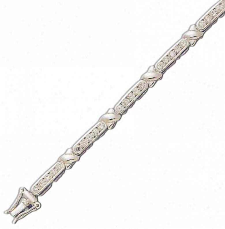 Channel Contrive X Design Round 2.5 Mm Cz Silver Bracelet