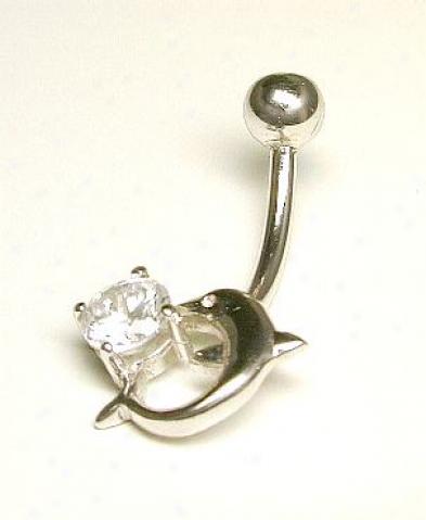 Dolphin Cubic Zirconia Cz Belly Ring