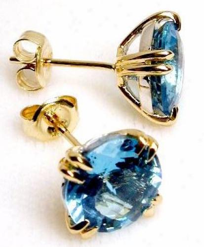 Double Prong Two-tone Blue Topaz Earrings