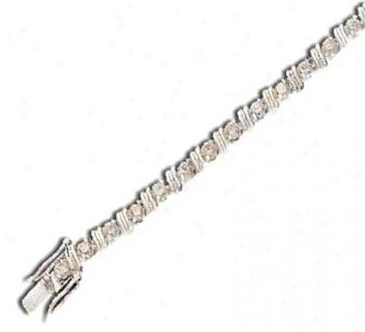 Double S Design Round 3 Mm Cz Silver Bracelet