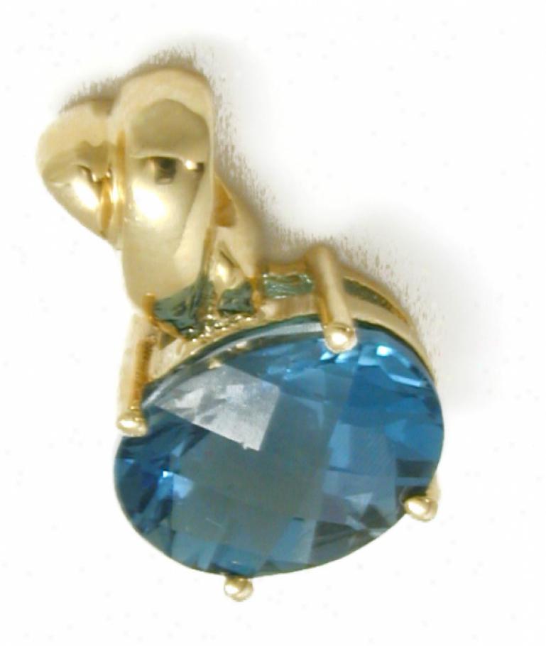 East/west Oval London Blue Topaz Pendant