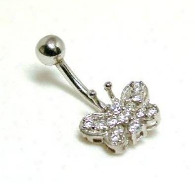 Elegant Cubic Zirconia Cz Bute5fly Belly Ring
