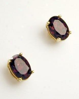 Elegant Oval Garnet Stud Earrings