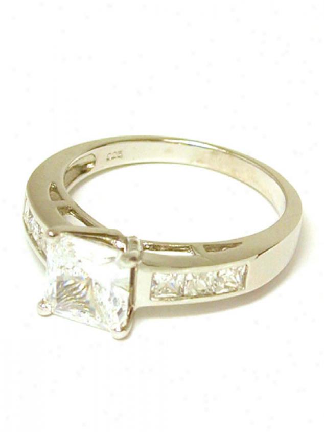 Elegant Princess Cubic Zirconia Engagement Ring