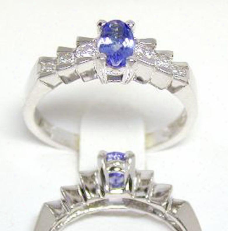 Elegant Tanzanite & Diamond Step Ring