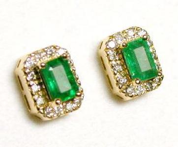 Emerald-cut Emerald & Diamond Earrings