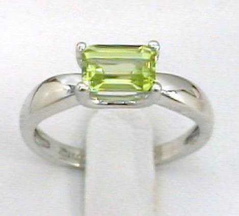 Emerald-cutt Peridot East/west Ring