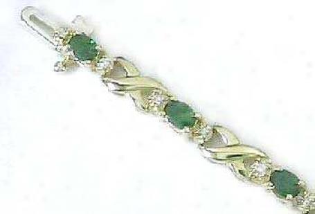 Emerald & Diamond Xo Bracelet