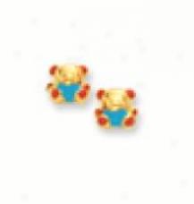 Enamel Childrens Teddybear Earrings