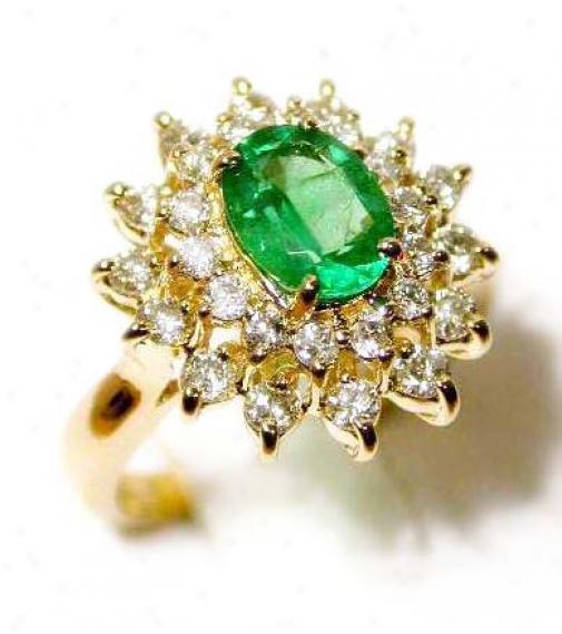 Genuine Columbian Emerald & Top Diamond Cocktail Ring