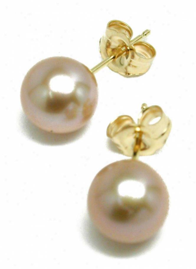 Genuine Freshwater Pink Stud Earrings