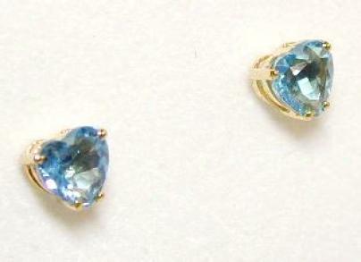 Heart Blue Topaz Stud Earrings