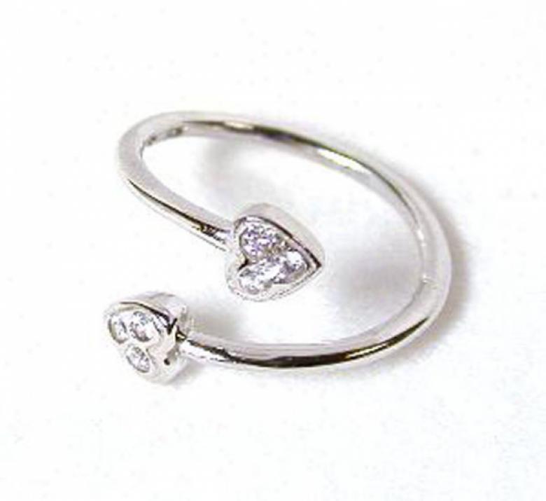 Heart Cz Bypass Adjustable Toe Ring