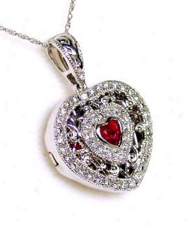 Heart Ruby & Diamond Antique Locket