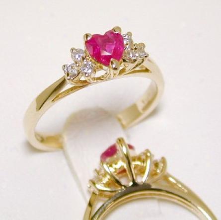 Heart-shape Ruby & Diamond Ring