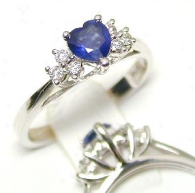 Heart-shape Sapphire & Diamond Ring