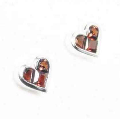 Invisible-set Heart Shaped Garnet Earrings