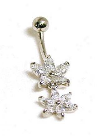 Marquise Cubic Zirconia Cz Duplicate Flower Belly Race-course