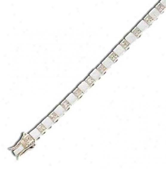 Mirrior Bar Princess-cut 3 Mm Cz Silver Bracelet