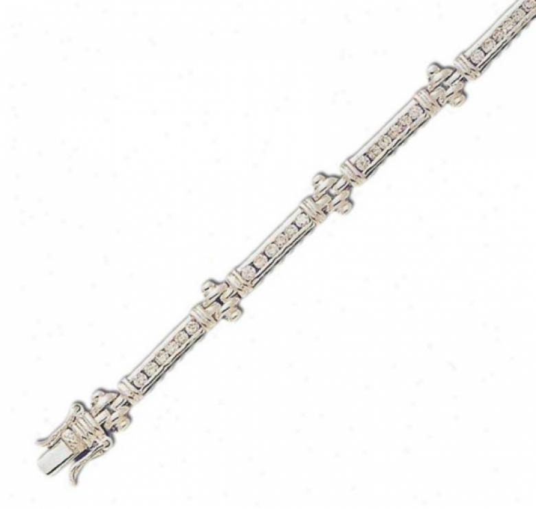 Modern Channel Set Link Round 2 Mm Cz Silver Bracelet