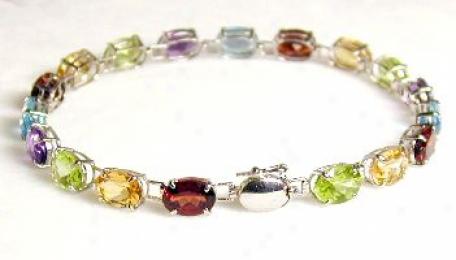 Multi Gemstone Line Bracelet